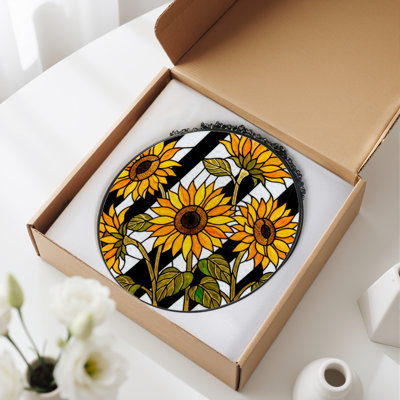 Panneau de vitrail en verre coloré 7,8 "H