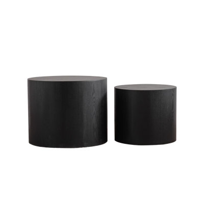 Nesting Coffee Table Set Of 2 Round Wooden Coffee Tables Circle Modern Table For Small Space Living Room Bedroom Accent End Side Table