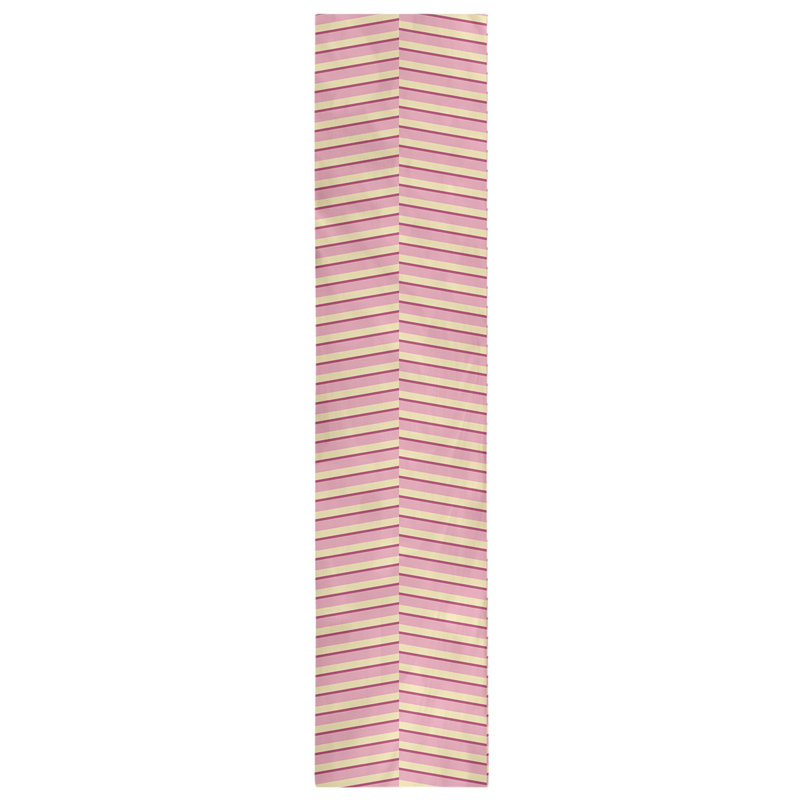 Dana Strider Two Colour Fractured Stripes Table Runner, 16" x 72", Dark Pink/Yellow