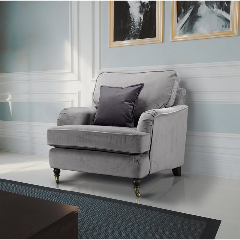 Marcantonio Upholstered Accent Chair, Light Grey