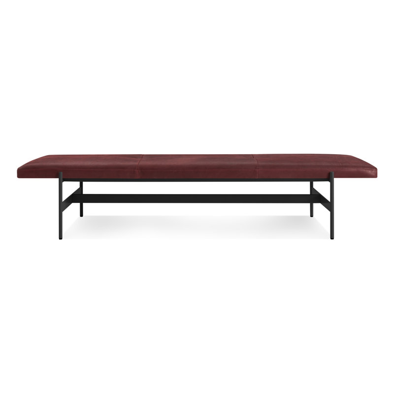 Daybench Leather Dining Bench, Ink Genuine Leather, Oblivion, 14" H x 75" W x 24" D