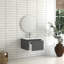 Meuble-lavabo suspendu gris de 61 cm de large, lavabo en céramique blanche, poignée inclinée à 45°, tiroir à fermeture amortie, structure étanche, grand espace de rangement pour articles de toilette, installation facile, design européen