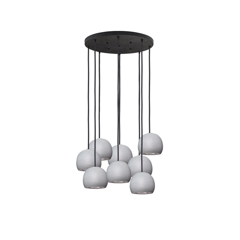 8 - Light Chandelier, 96" H x 24" W x 24" D, Black, Matte Gray/Silver