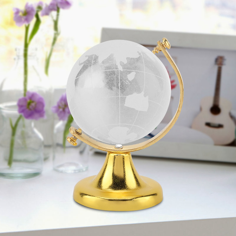 Globe terrestre rond carte du monde sphère boule de cristal cadeau de bureau à domicile (doré), Golden