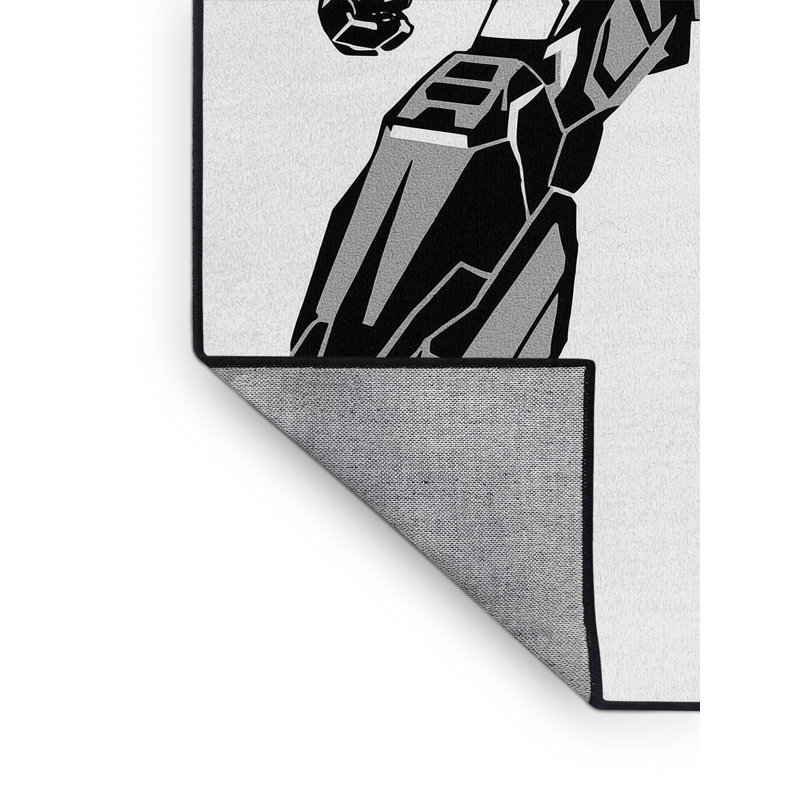 Tapis géométrique moderne bleu et noir lavable à la machine Aidan, 7 x 10