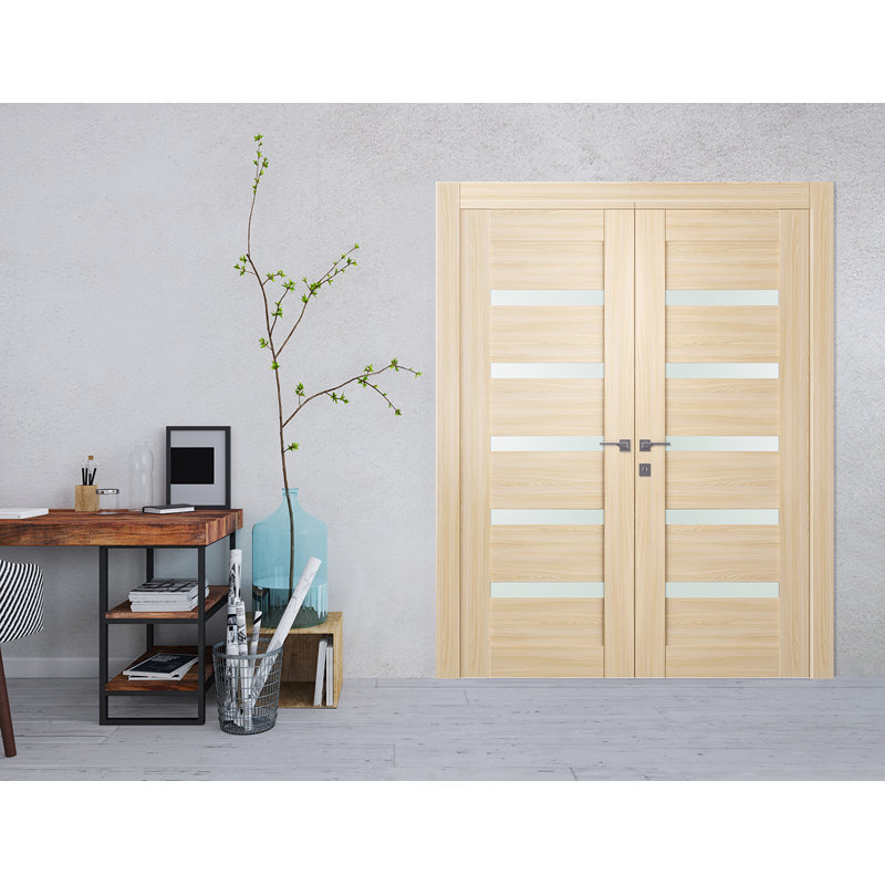 Paneled Manufactured Wood Prefinished French Doors, Loire Ash, Right, 63.5" x 95.24"