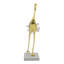 Élégante statue d'oiseau debout en métal avec base en marbre pour la décoration intérieure - Sculpture décorative pour la décoration de chevet ou de salon - Blanc et or
