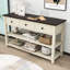 Console Exton Mid-Century avec tiroirs de rangement et tablettes ouvertes-325628261