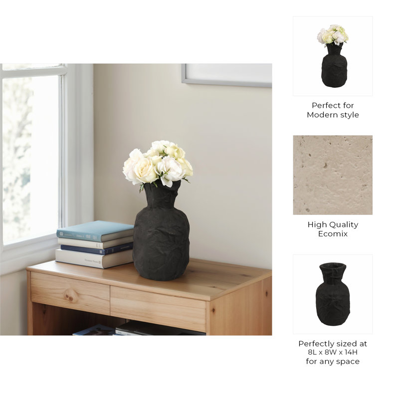 Cleo Handmade Ceramic/Porcelain Table Vase, 14" H x 8" W x 8" D