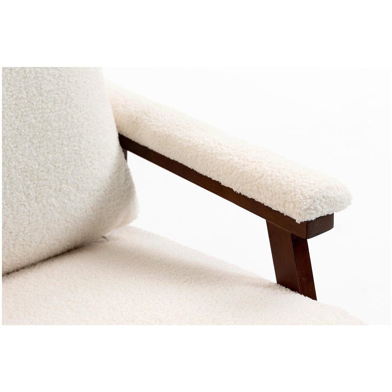 Chaise d'appoint Mid-Century moderne, chaise berçante avec structure en bois, chaises de salon rembourrées, fauteuil de lecture pour véranda de chambre à coucher