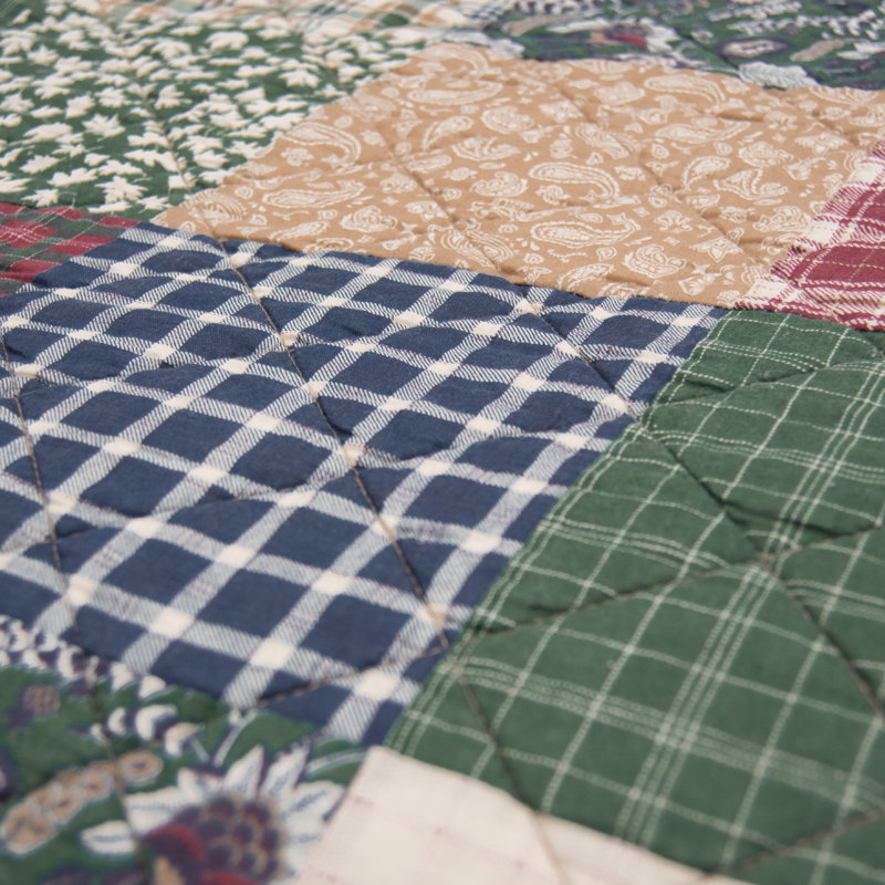 Rustic Paisley 3pc Cotton Quilt Set, Queen Quilt + 2 Queen Shams
