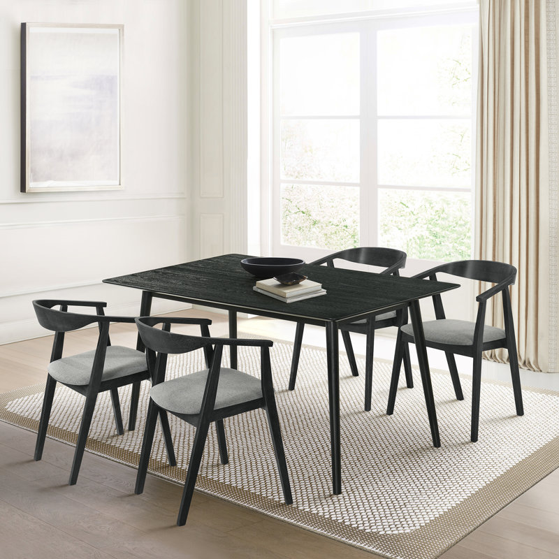 Ensemble de table de salle à manger 5 pièces Jennalyn, Noir, Gris anthracite