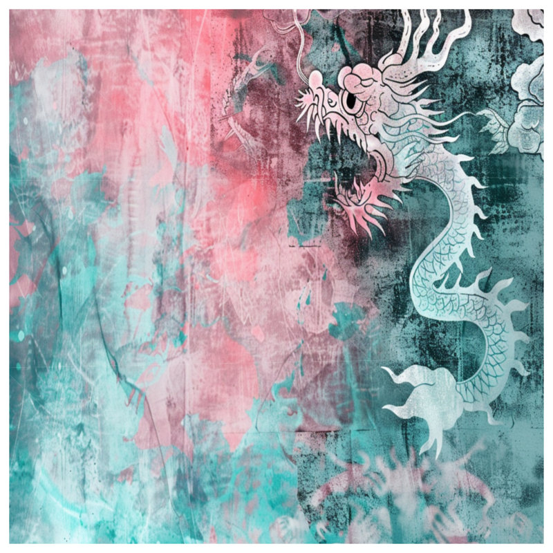 Tapisserie murale Dragon - Décoration murale Mythique, H 104 po x 88 avec 4 œillets