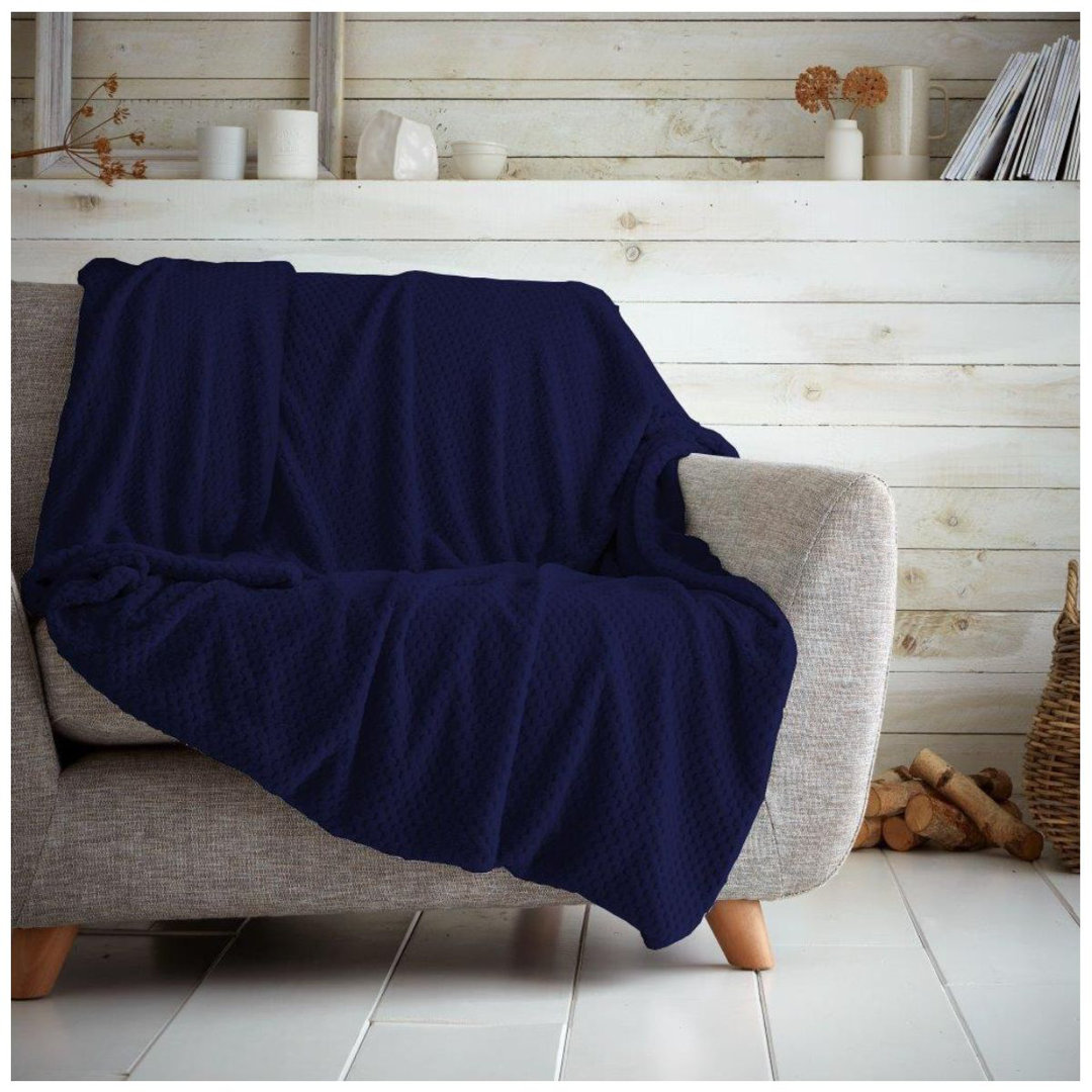 Teddy Popcorn Waffle Throw Blanket Soft Warm Cosy Lightweight Waffle Decorative Blanket for Sofa Couch Bed Bedroom Living Room