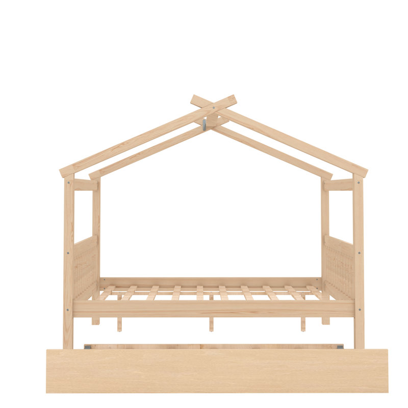 Pisinemo House Beds with Trundle, Natural, Full / Double