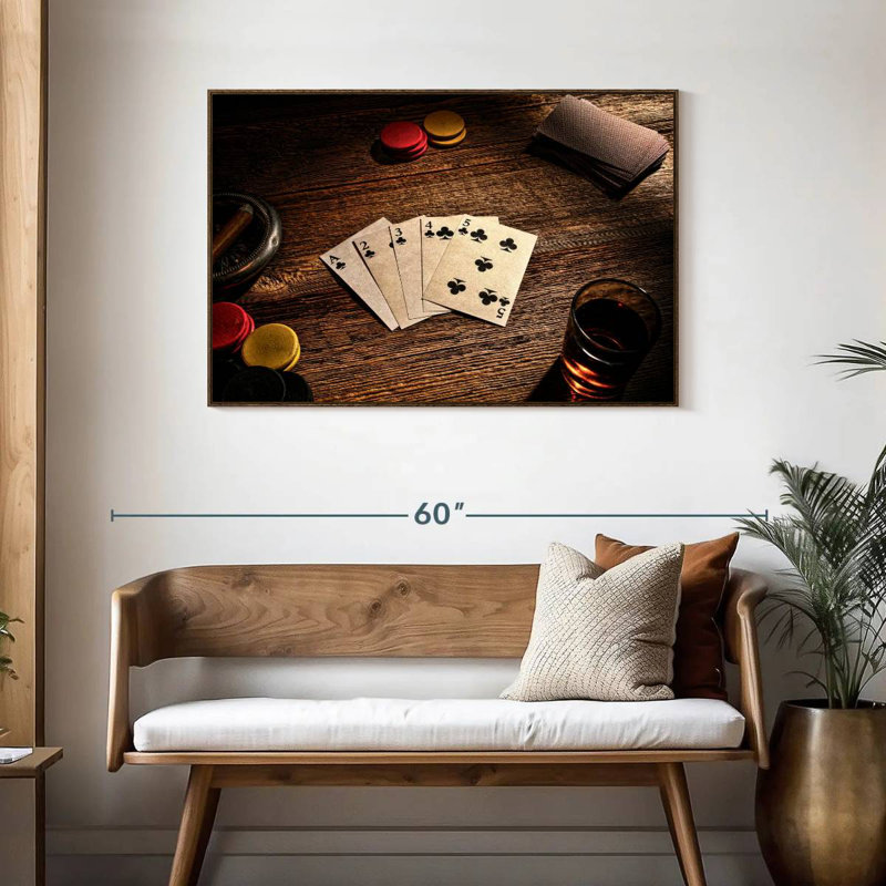 Straight Flush Poker, Floating Frame Walnut, 43" X 29"