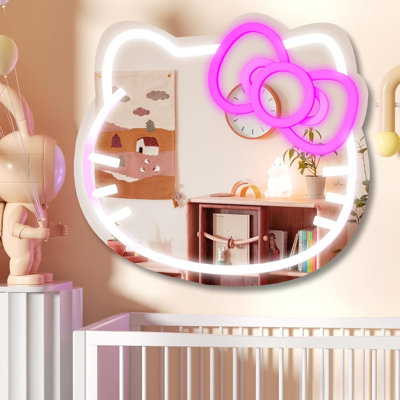 Hello Kit Cat Neon Sign Mirror L16.1 W14 Vanity Mirror with Lights