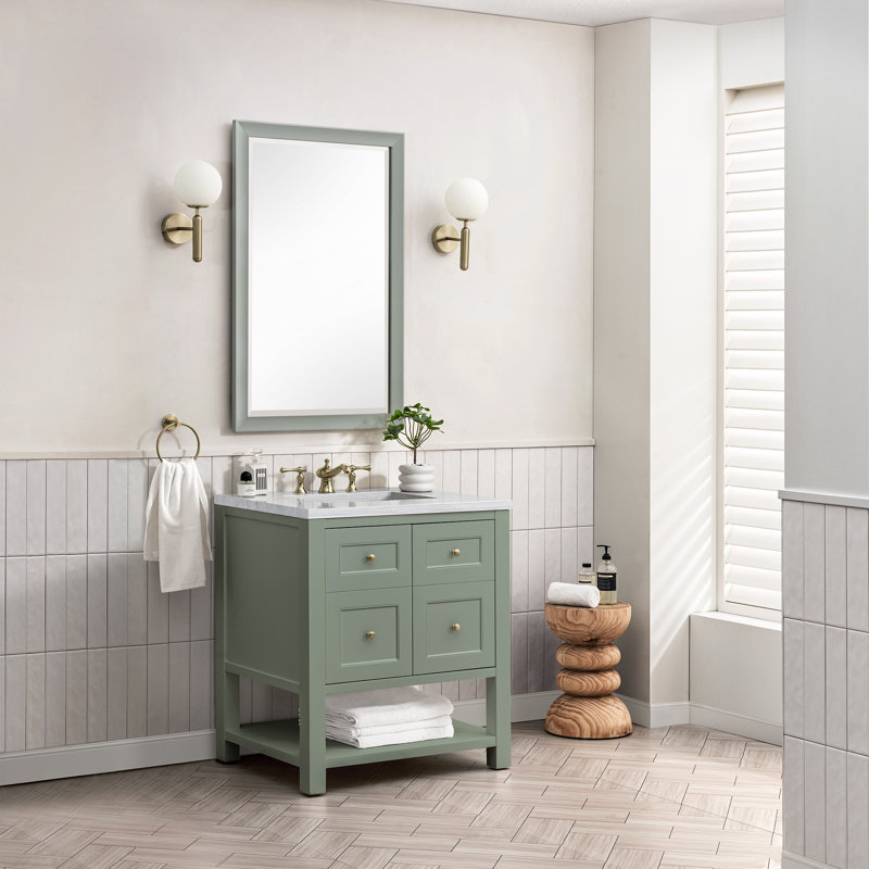 Breckenridge 30'' W Single Vanity, Charcoal Soapstone, Smokey Celadon, 8" Widespread
