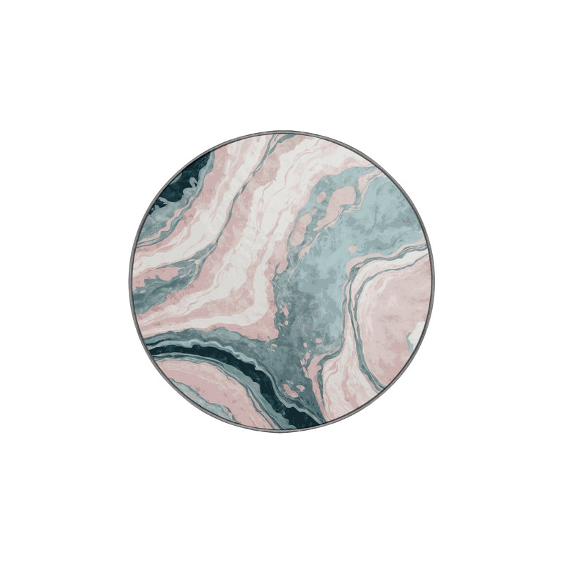 Machine Washable Gray Area Rug, Round 8'