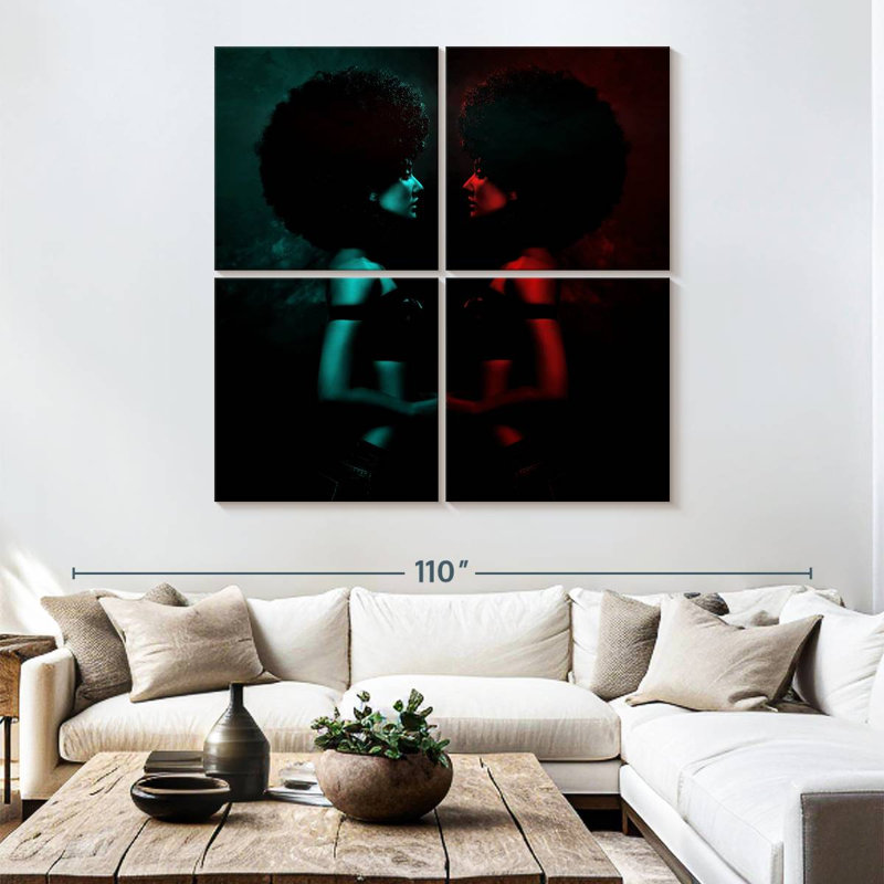 Portrait de femme afro, H 74 po x l 74 po