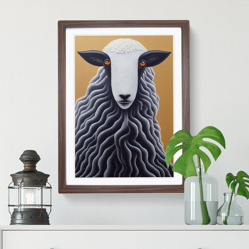 Remarkable Sheep - Framed Print, 64cm H x 46cm W x 2cm D, Walnut