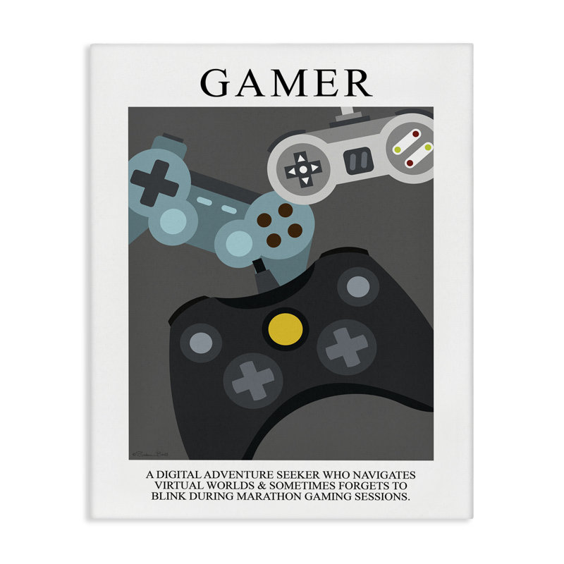 «Gamer», affiche rétro sur toile, design par Susan Ball, H 20 po x l 16 po