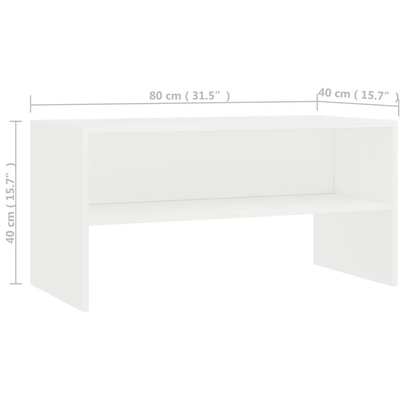 Havard Unfinished TV Stand, White, 40cm H x 80cm W x 40cm D