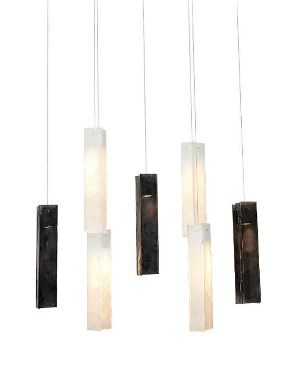 7 - Light Clear/White Cluster Pendant, White/Black, 12