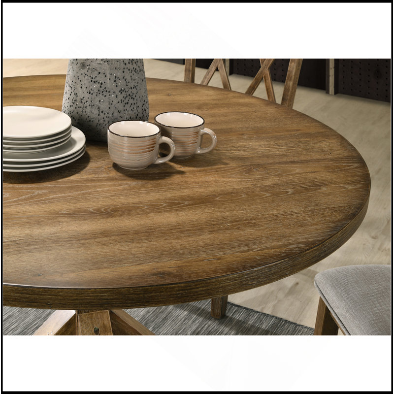 Windvale Cross-Buck Wood 5-Piece Dining Set, Brown
