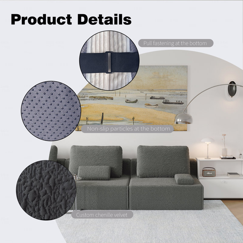 Canapé modulaire surdimensionné Boneless, Gris, 2