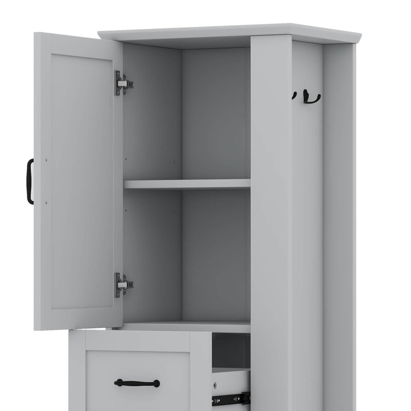 Grande armoire de rangement moderne - compartiment inclinable, tablettes réglables, Gris