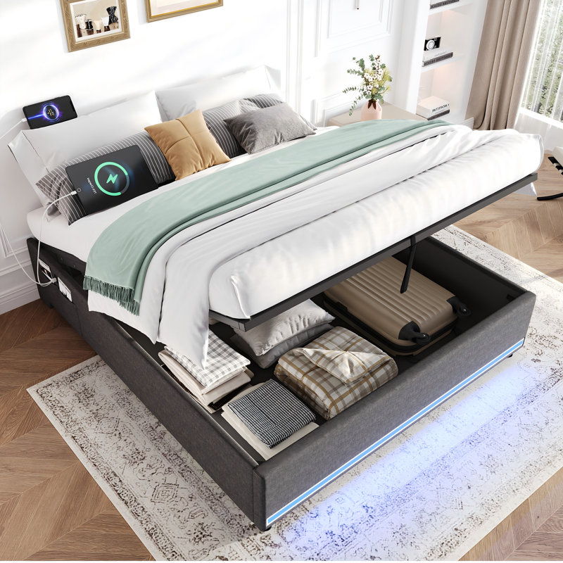 Upholstered Ottoman Storage Bed, Double (4'6)