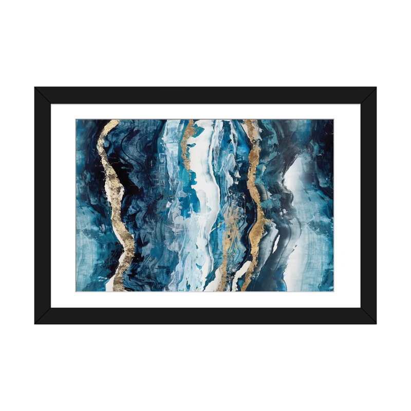 «Effectus I» par Isabelle Z, reproduction d'art graphique sur toile, H 24 po x l 32 po x P 1 po, Cadre noir, Blanc