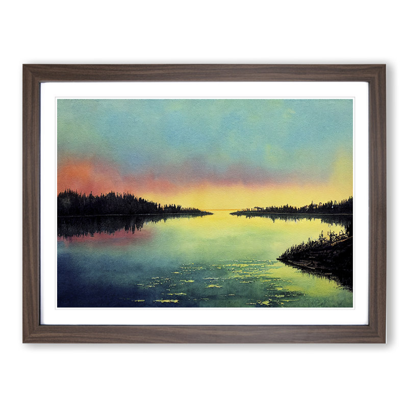 Watercolour River - Single Picture Frame Print, 34cm H x 46cm W, Brown