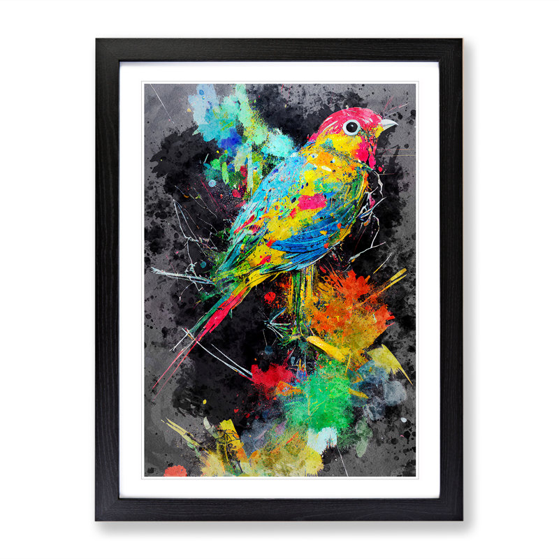 Paint Splash Bird No.1 - Framed Print, Black, 34cm H x 25cm W x 2cm D