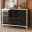 Commode élégante avec poignée en métal, armoire de rangement à miroir avec 6 tiroirs pour la chambre à coucher et le salon-74519662