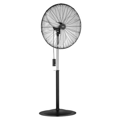 Ventilateur industriel sur piédestal, ventilateur oscillant de 30 pouces à 85 degrés, ventilateurs debout à hauteur réglable avec 3 vitesses réglables, ventilateurs haute puissance pour entrepôt, garage, commercial, noir