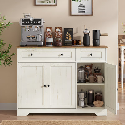 Traditional Basic Sideboard Storage Cabinet with 2 Drawers and 3 Doors 106.8 x 40 x 80 cm