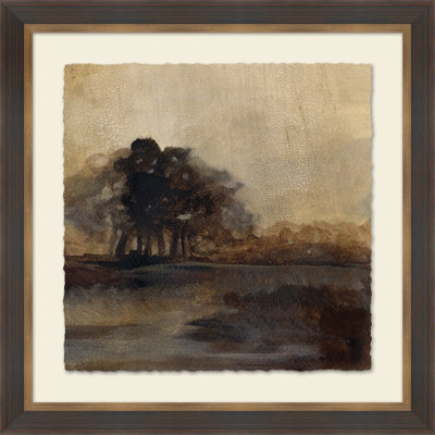 Crackled Reminiscent Countryside III - Peinture encadrée sur papier