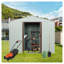Remise de rangement extérieure en métal 6 pi x 5 pi avec fondation - Boîte à outils de jardin en fer galvanisé blanc