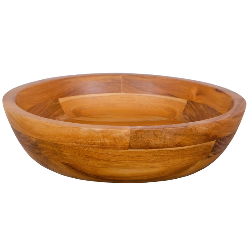16" X 16" Vessel Sink Teak Wood Washbasin With Drainage Hole & Smooth Finish