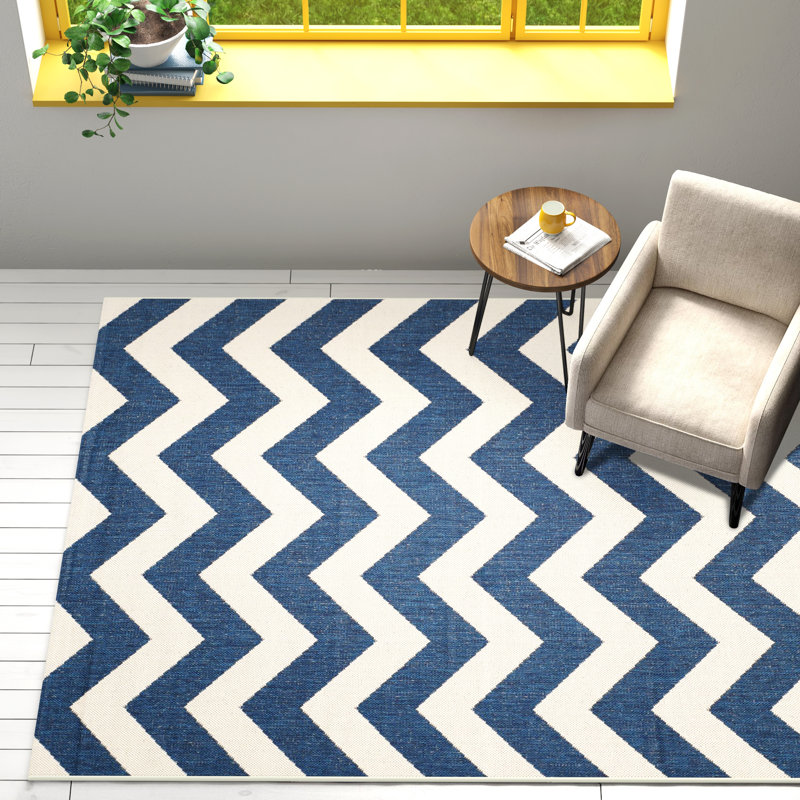 Shauna Navy/Neutral Rug, Rectangle 160 x 231 cm