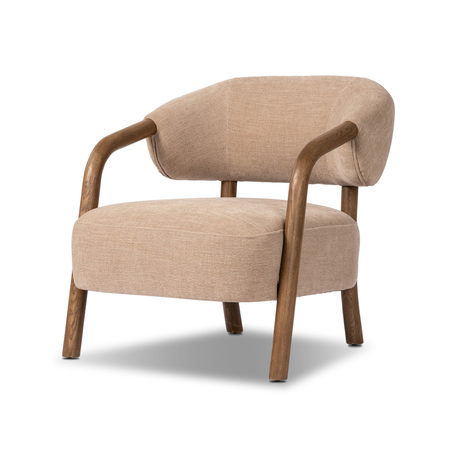 Citrine Shearling Upholstered Armchair, Laughlin Natural Polyester Blend, Tan Oak