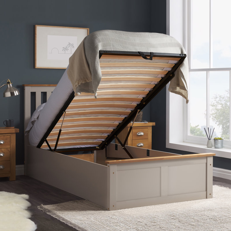 Verona Wooden Ottoman Bed, Pearl Grey, Single (3')