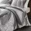 Édredon 3 pièces en coton double / grand gris avec motif botanique, rembourrage et 2 taies décoratives incluses