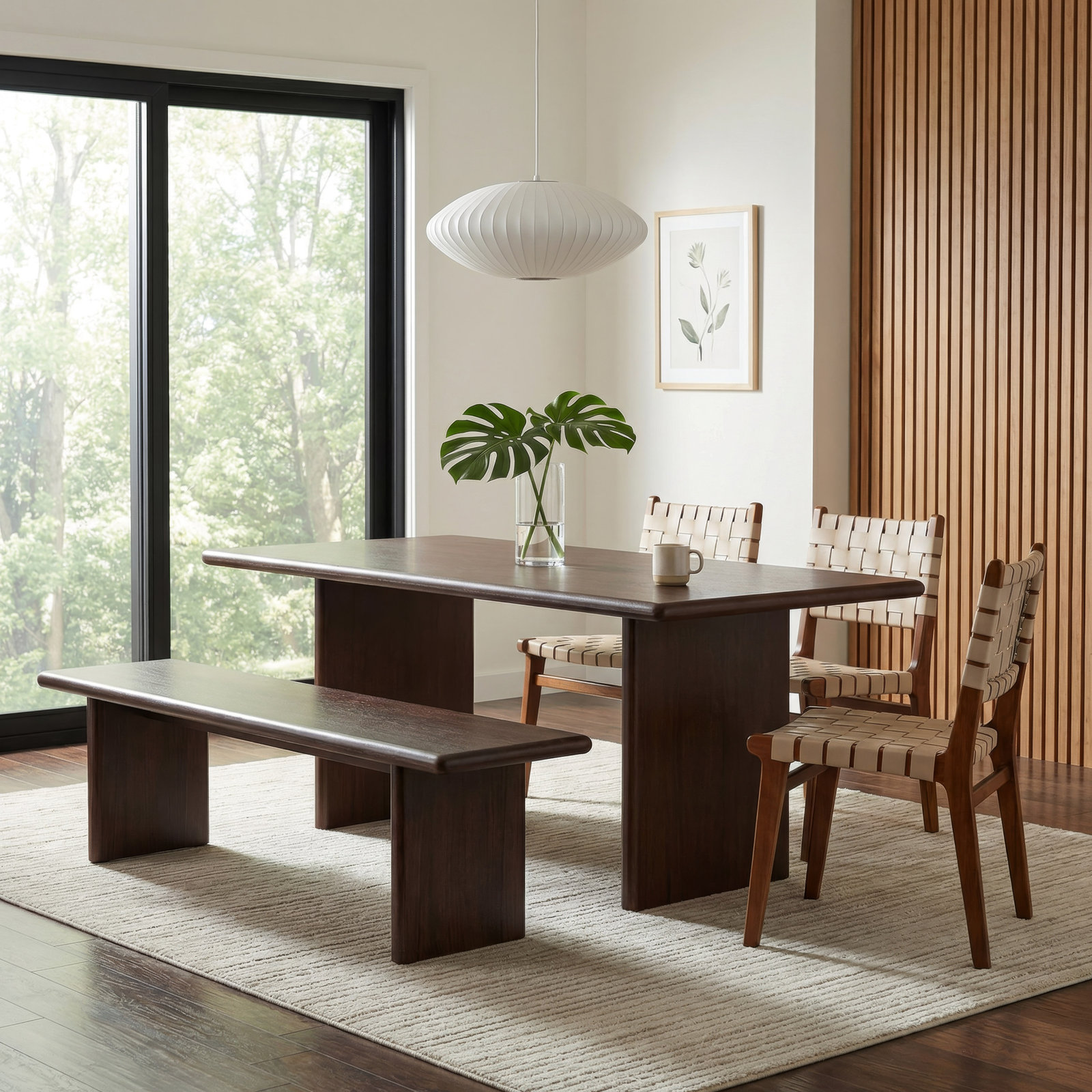 Soleil 64" Dining Bench, Brown