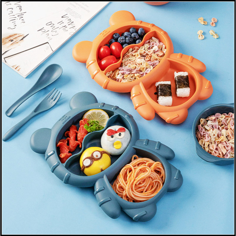 Ensemble d'assiettes plates en forme d'ours, Orange