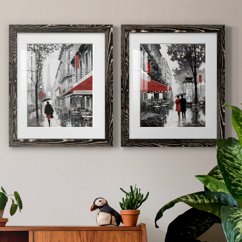 «Rainy Paris I», ensemble de 2 reproductions d'art, H 20 po x l 17 po x P 1 po, H 31,5 po x l 47 po x P 1,5 po, Blanc
