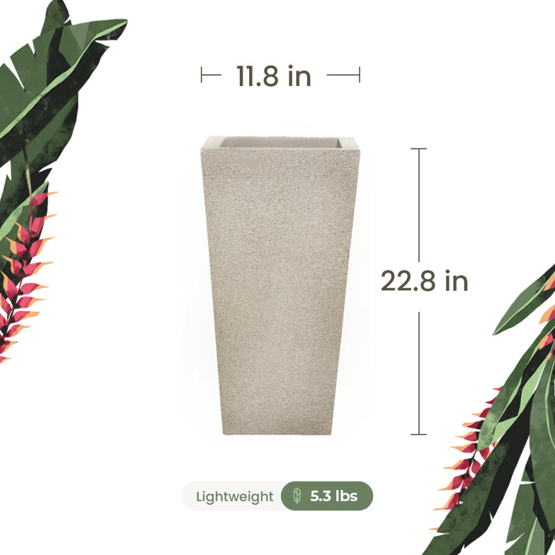 Derrica ECOBO Eco-Friendly Rectangular Pot Planter Elemento Indoor/Outdoor use Versatile & Lightweight, Sand