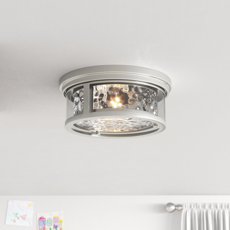 Masuda Glass Flush Mount, Brushed Nickel